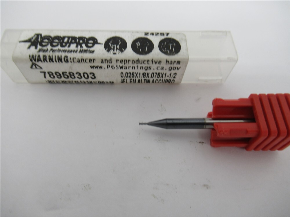 Accupro 78958303 , .0250" Solid Carbide Square End Mill