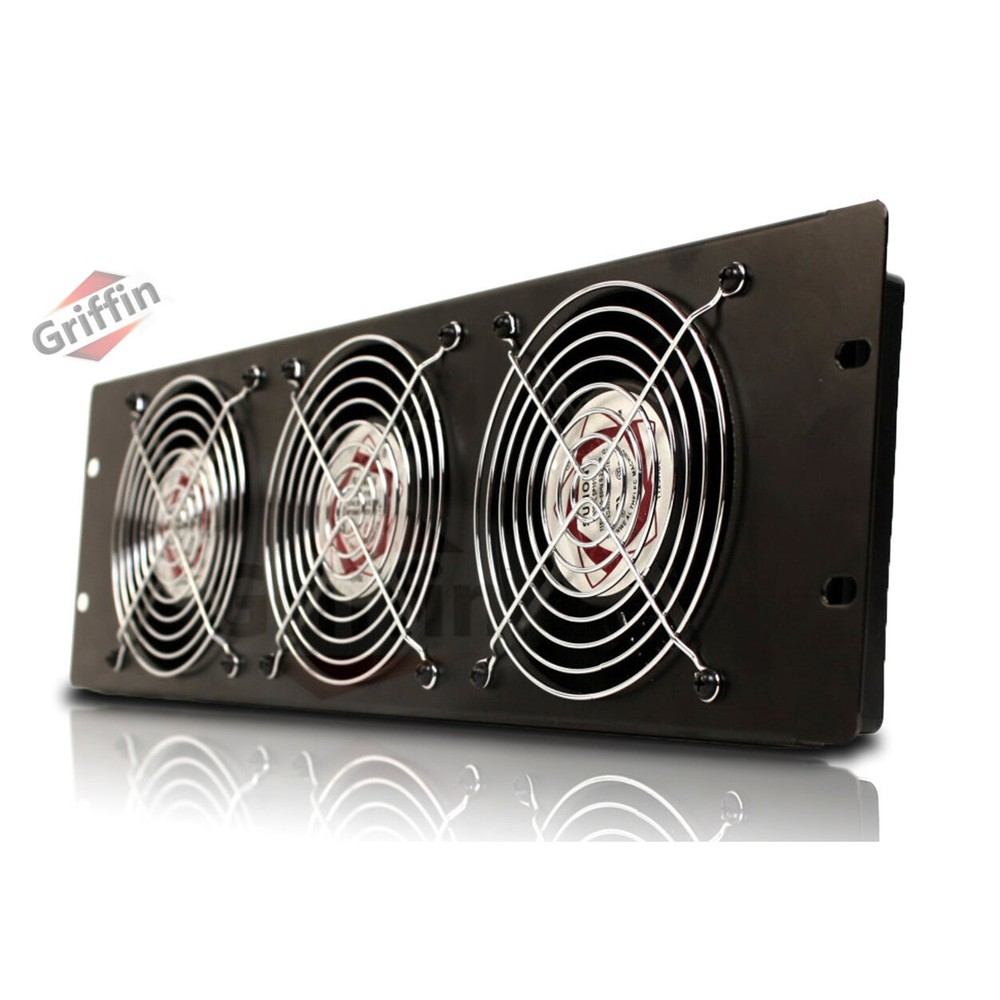 Rackmount Cooling Fan (2 Pack Bundle) | 3U Triple Recording Studio Exhaust Fans