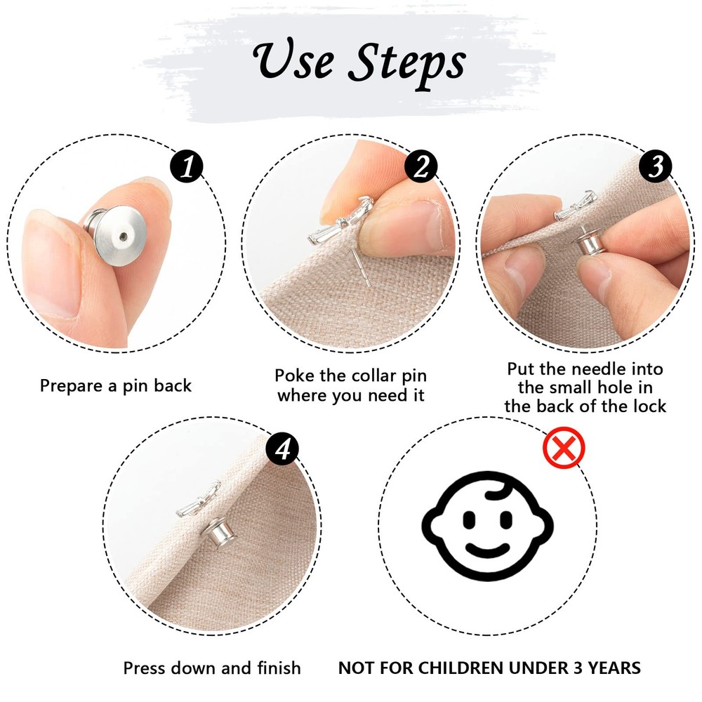 YGAOHF 60PCS Locking Pin Backs for Enamel Pins, Secure Small, silver