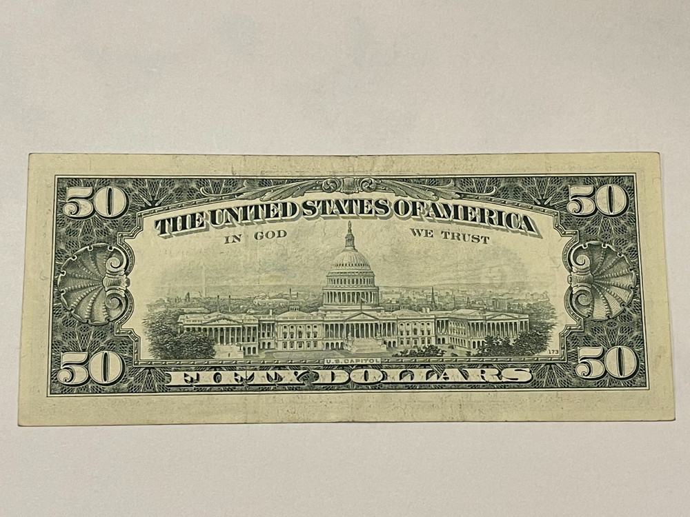1990 fifty dollar bill error offset ink transfer back to front