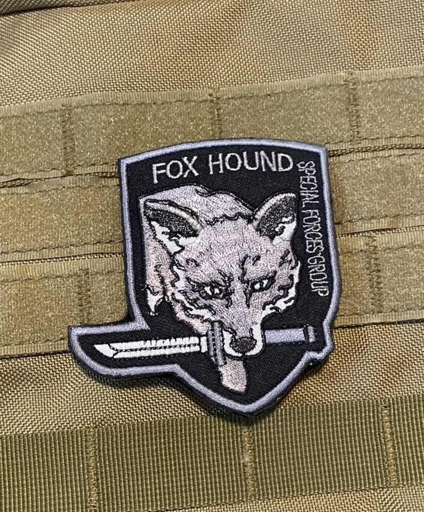 FOX HOUND Special Force Metal Gear Solid Tactical Patch Hook Large MGS Gray