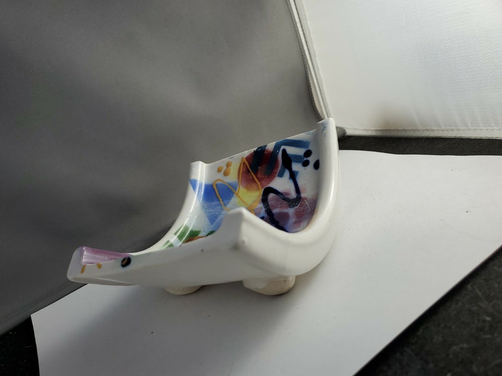 Vintage Hand Painted Modern Art Decorative Dish Shell Feet