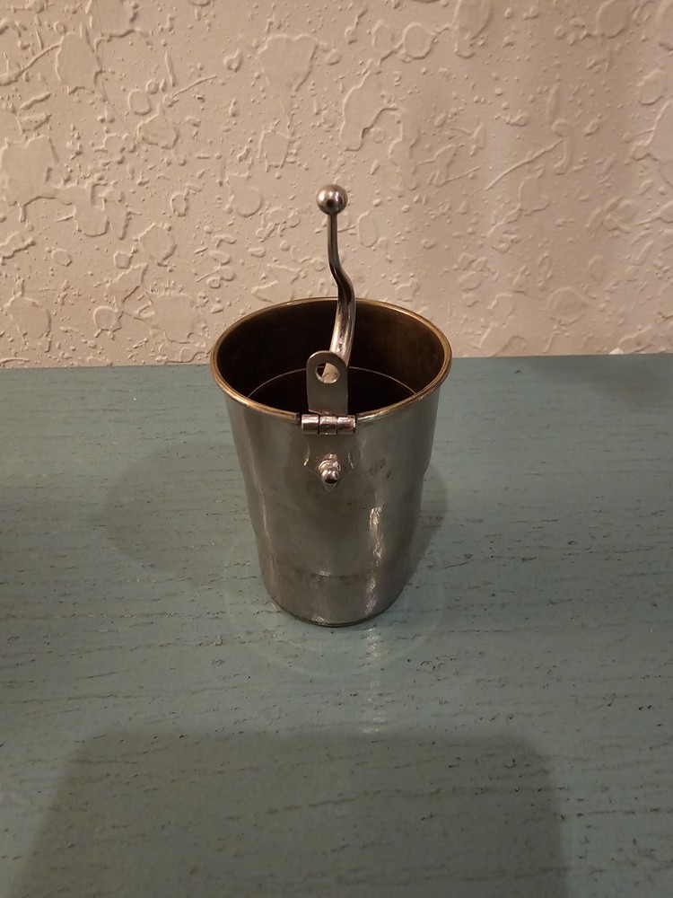 Antique German Collapsable Silver Cup W/Crocodile Leather Case, Hinged...