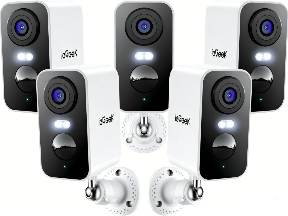 ieGeek 5-Pack Security Camera System with Siren & Spotlight Wireless Outdoor, 2K