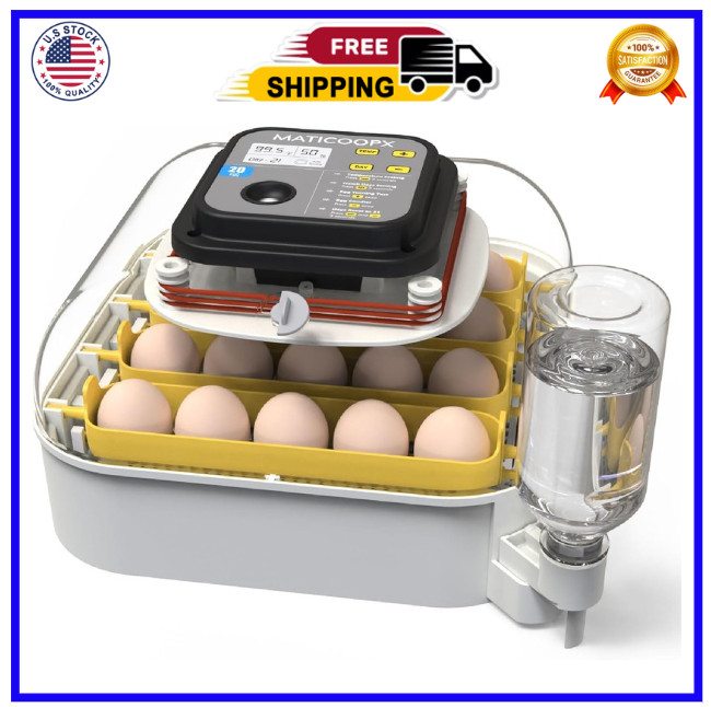 MATICOOPX 20 Egg Incubator with Humidity Display Egg Candler Automatic Egg Turne