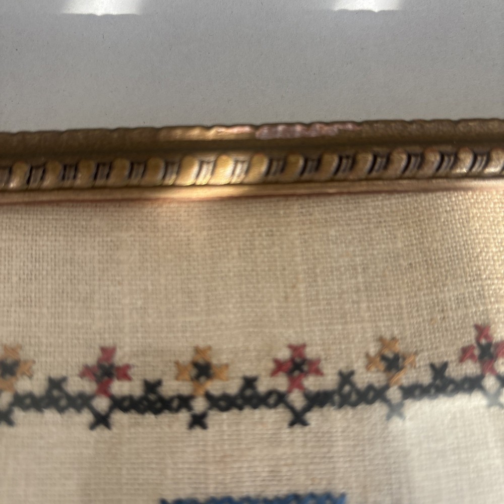 Vintage Handmade Cross Stitch signed (1941?) on back