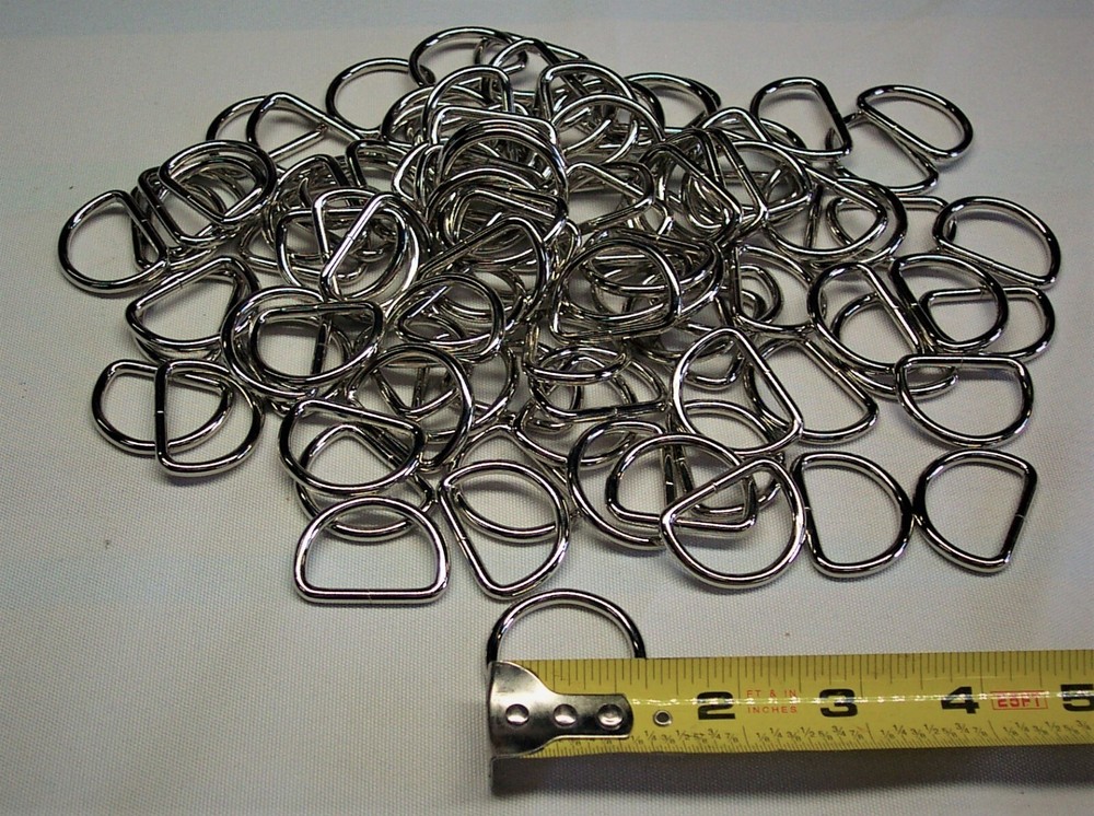 NEW, Qty. 100, Silver D-rings size = 1"