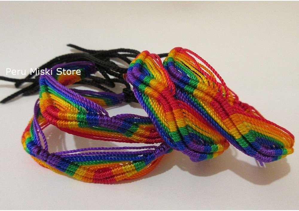 10 RAINBOW FRIENDSHIP BRACELETS. handmade in Peru