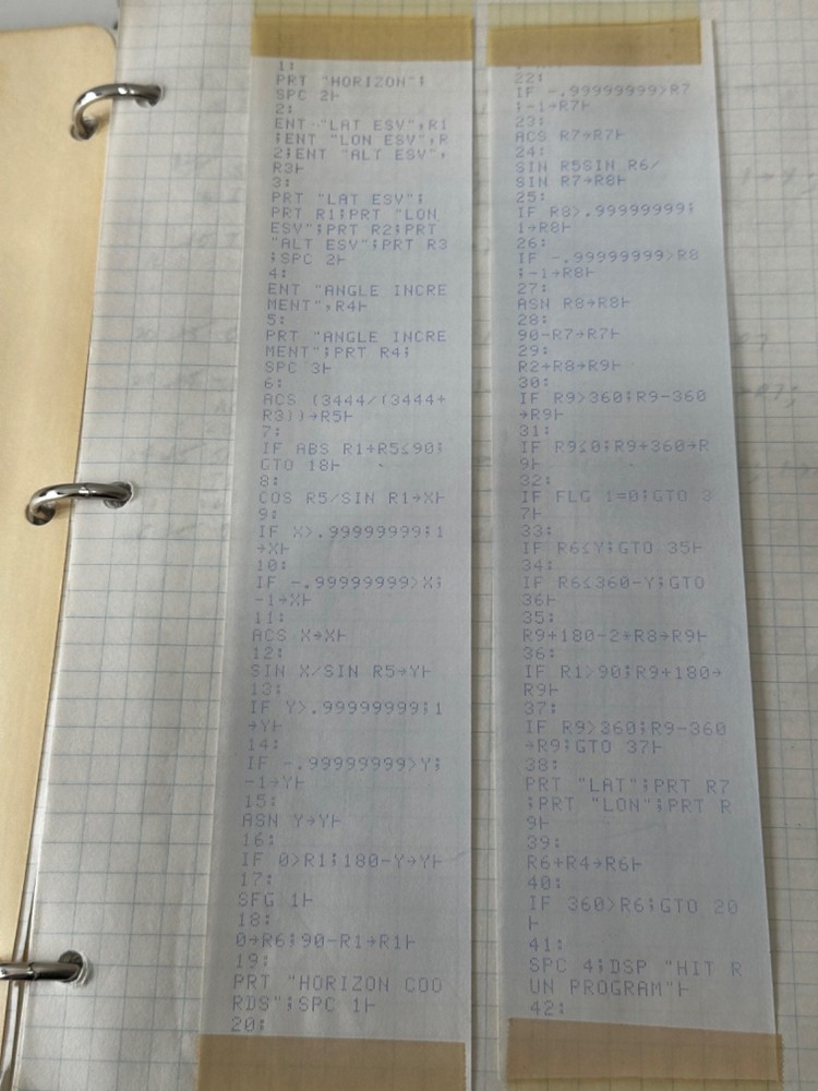 Satellite Tracking Antenna Trajectory Calculation Ephemera HP 9820 Program Notes