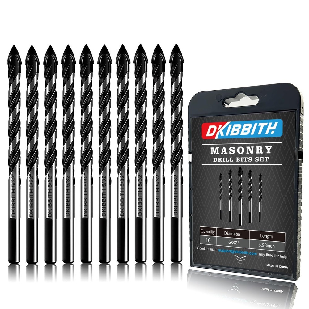 10 Pack 5/32" Masonry Drill Bits Set for Tile Glass Ceramic Brick Triangle Shank