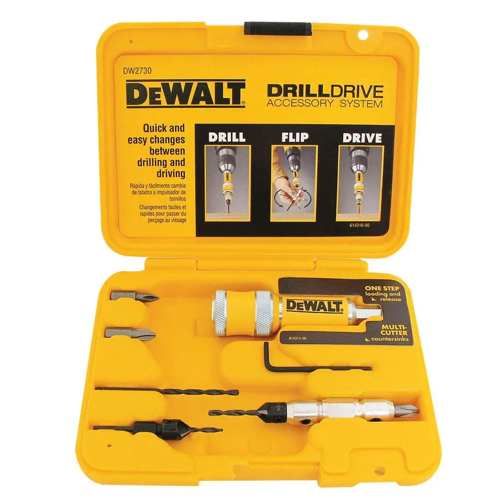 Dewalt Flip Drive Drill Screwdriver Bits Kit 8-piece Countersink Quick Release