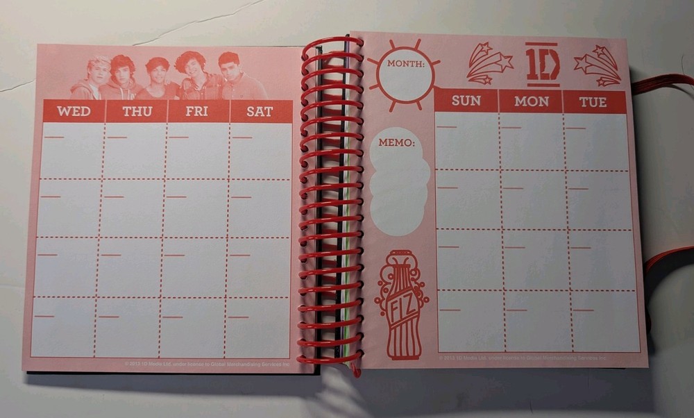 One Direction 1D Spiral Notebook Journal Planner & Notebook with Stickers