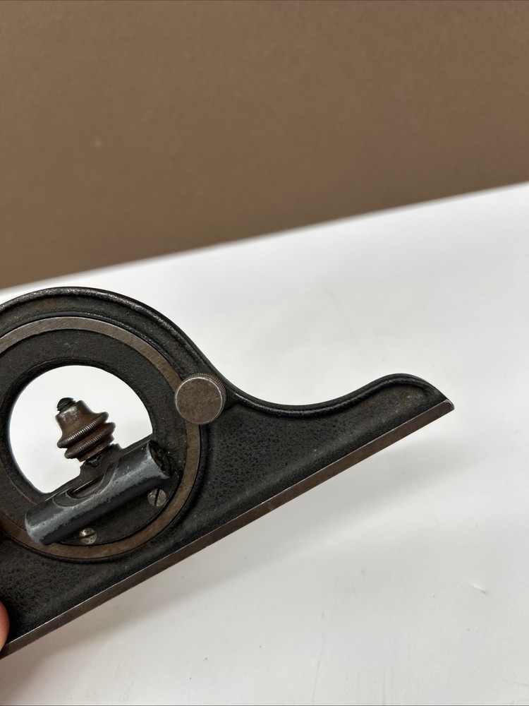 VTG STARRETT NO 12 PROTRACTOR HEAD, GOOD BUBBLE LEVEL