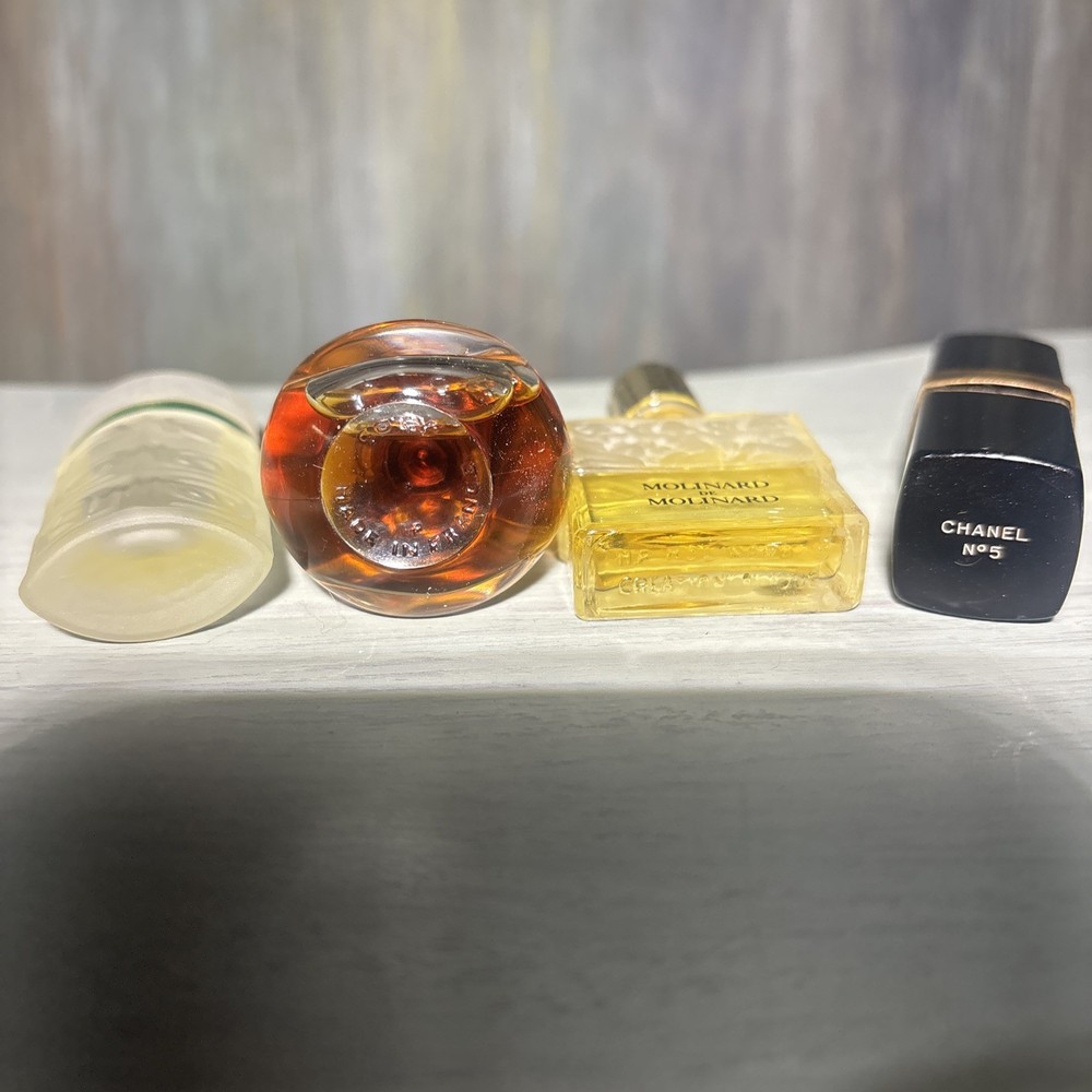 4 Vintage Mini perfume bottles. 3 Never Used, 1 Refil Case/ Bottle Empty.