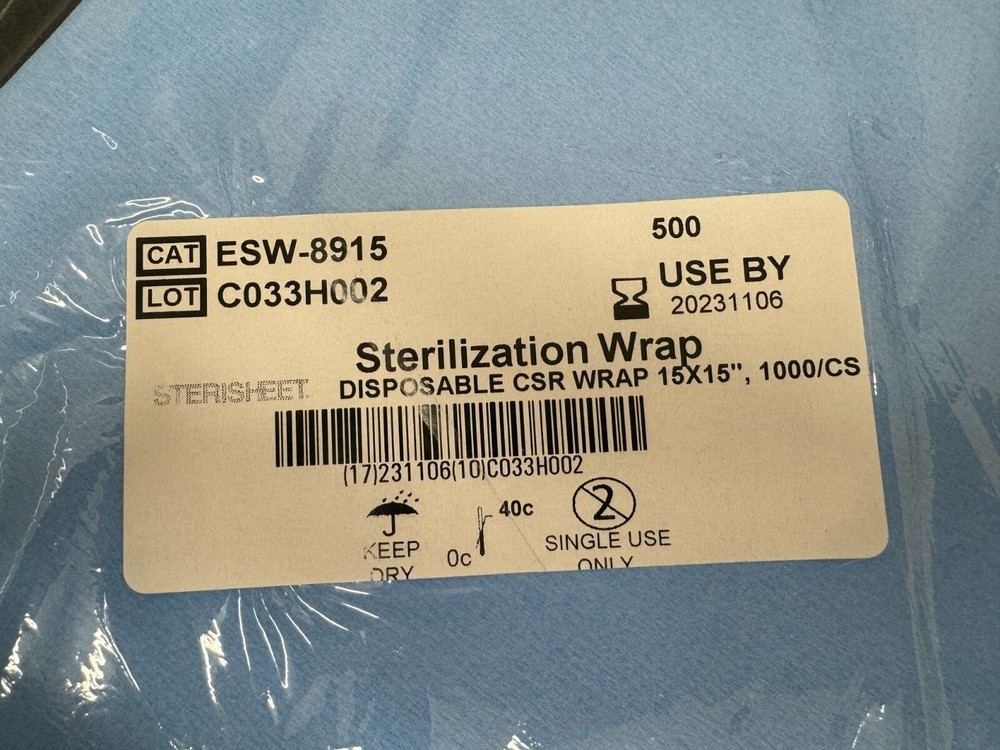 Sterilization Wrap 15" x 15" STERISHEET 1000 pieces each