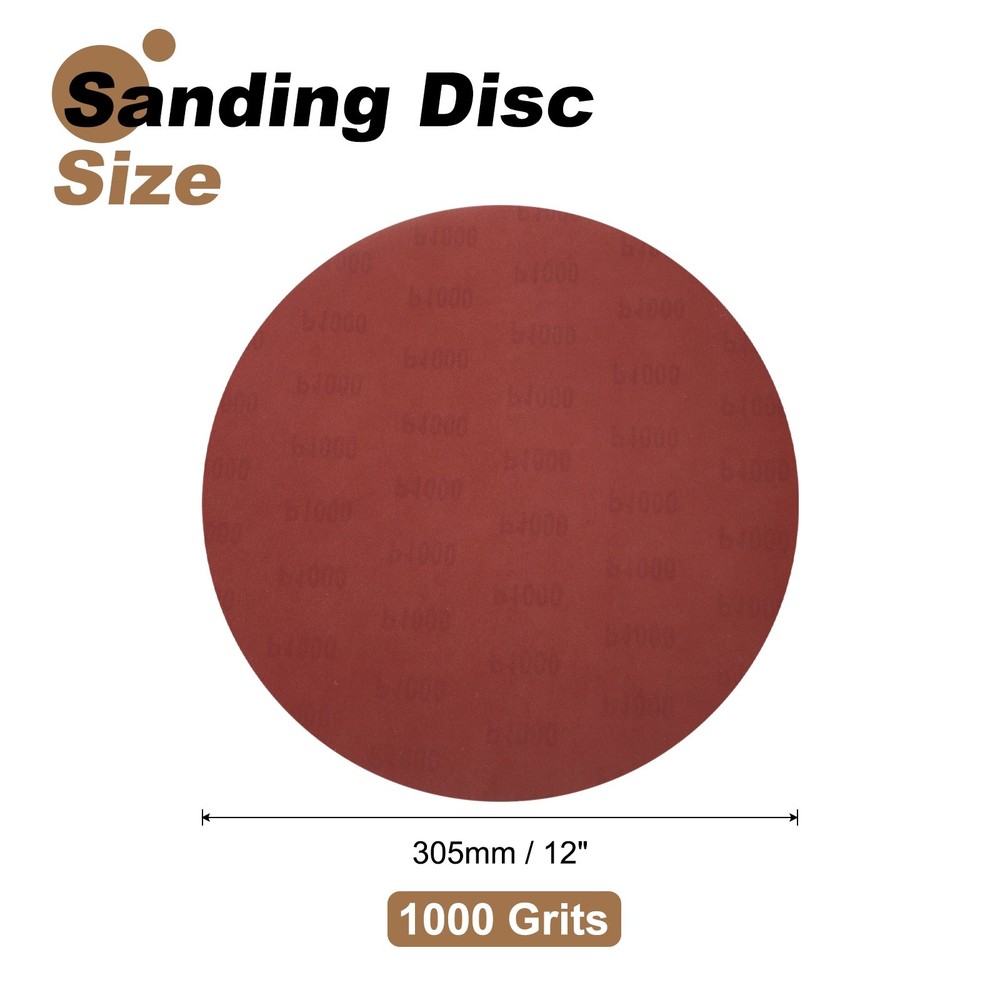 5pcs 12" Hook and Loop Sanding Discs 1000 Grits Aluminum Oxide Sandpapers