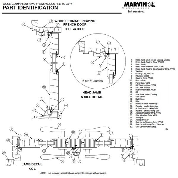 Marvin V940 Drip Panel Black 35" 3-0 UIFD Inswing