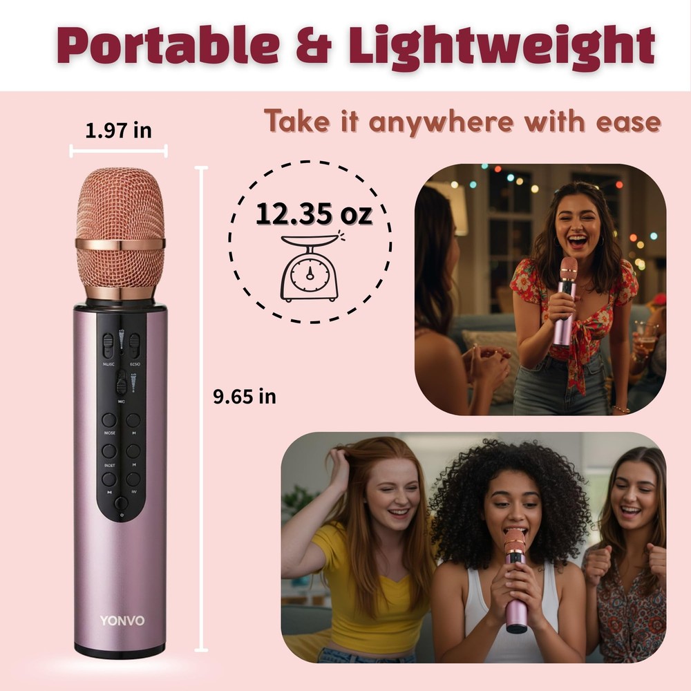 Bluetooth Karaoke Microphone Loud Wireless Portable Handheld Singing Mic for ...