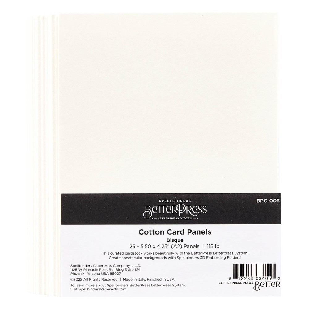 Spellbinders BetterPress Letterpress A2 Cotton Card Panels-Bisque 25/Sheets