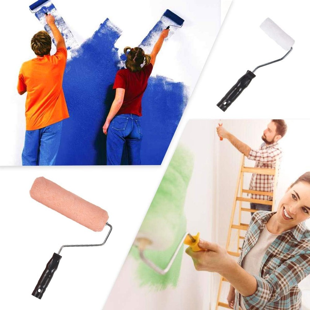 Paint Roller Kit 17 Pack 9 Inch Paint Roller Frame with Microfiber Roller Cover