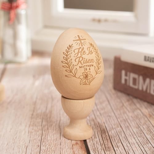 He is Risen Wooden Egg Easter Gifts, Resurrection Eggs Basket Egg He is Risen