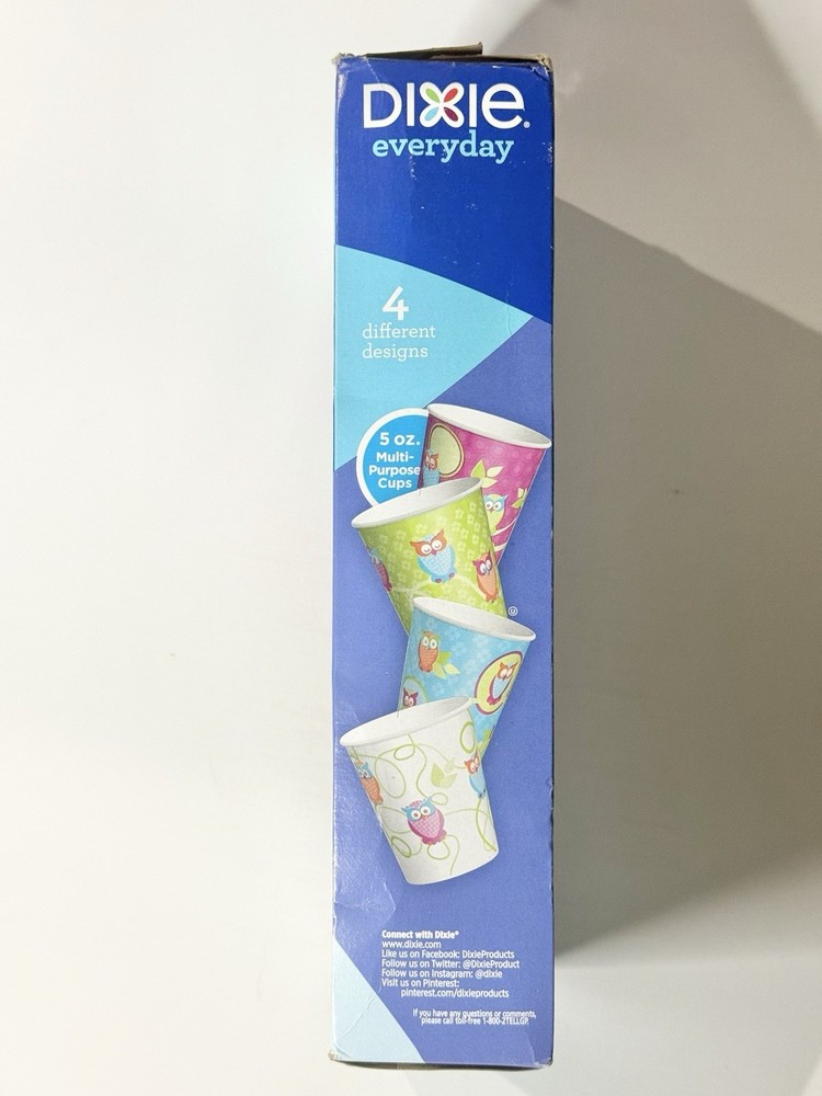 Dixie Everyday 5 oz Cups Bath 100 Ct Disposable 4 Owl Designs Multipurpose