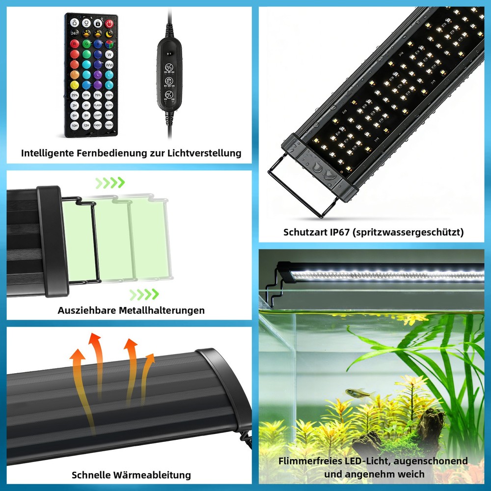 Adjustable LED RGB Aquarium Lighting Lamp Full Spectrum Surface Mount Light Light