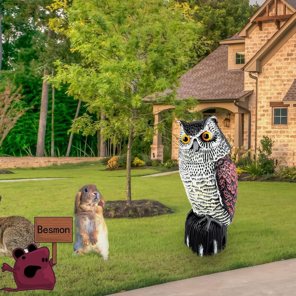Robust Owl Decoy with Sand Compartment for Stability - Elegant Bird Deterrent