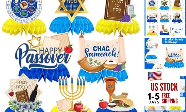8 Pcs Passover Table Decorations, 3D Double Sided Passover Honeycomb