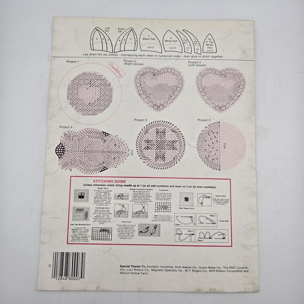 Lot of 4 NeedleForm Plastic Canvas Leaflets Patterns Needlework Crafts