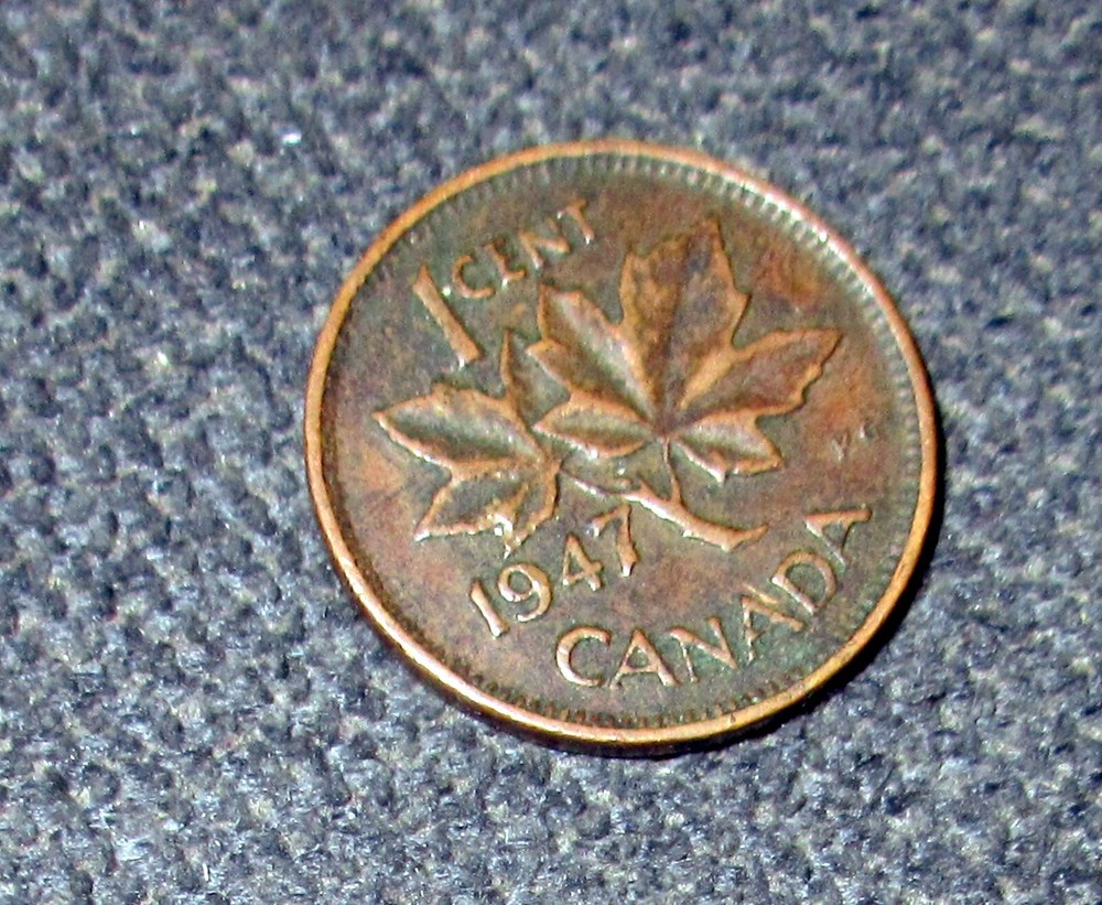 1947 ML Canada Copper 1¢ Small One Cent Penny