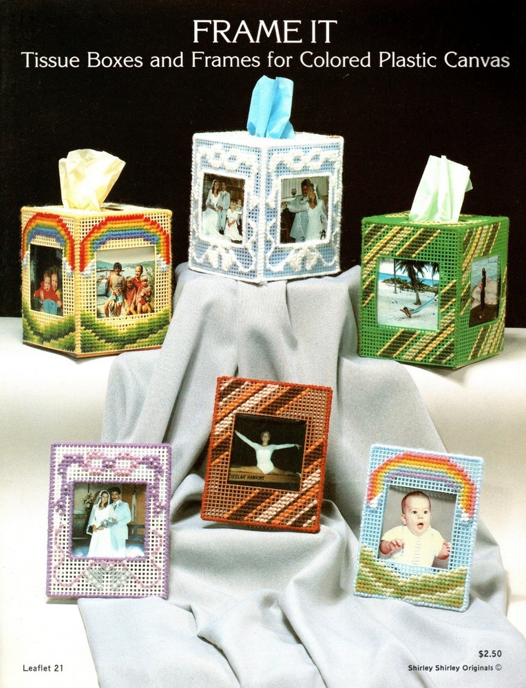 Shirley Shirley #21 FRAME IT TISSUE BOXES & FRAME Plastic Canvas Pattern Leaflet