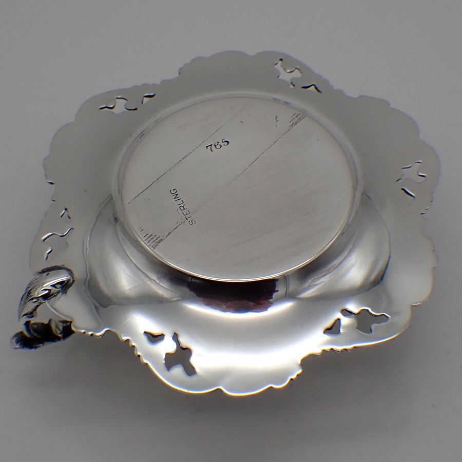 Chamberstick Floral Scroll Border Sterling Silver Mono CBL