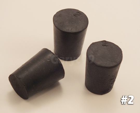 12 #2 Black Nat. Rubber Laboratory Stoppers Size 2 SOLID STOPPER PLUG #RS-2