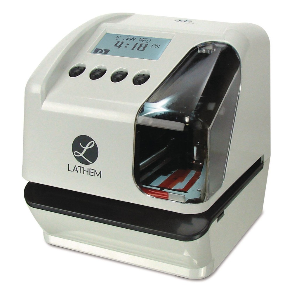Lathem LT5000 Electronic Time and Date Stamp Digital Display Cool Gray