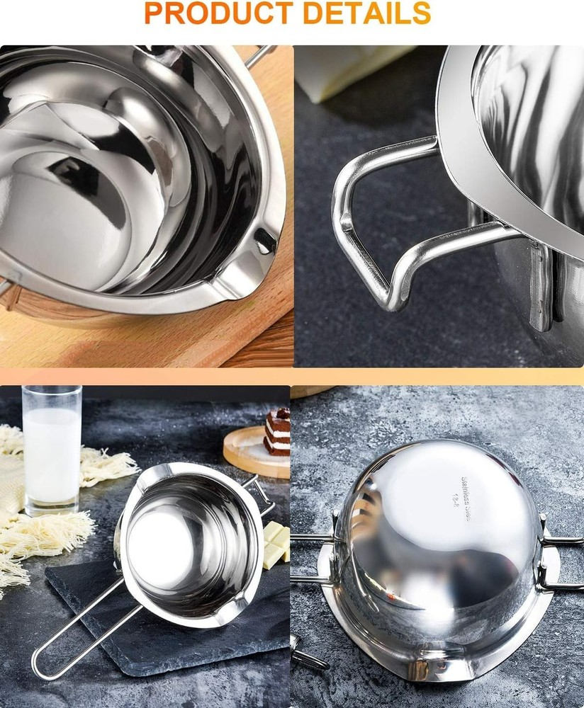 Stainless Steel Double Boiler with Lid - 2 Cup Capacity for Baking Needs