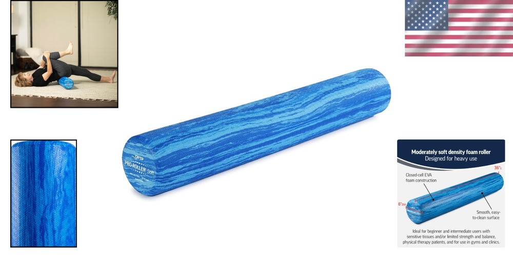 Pro-Roller Soft Density Foam Roller - Blue 36" Pilates