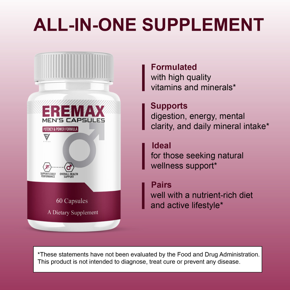 (5 Pack) Eremax Capsules, Eremax Premium Performance Supplement (300 Capsules)