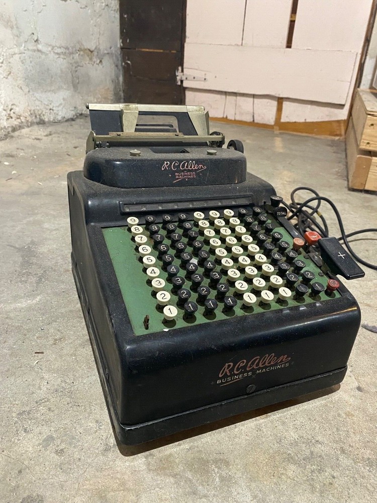 Antique R.C. Allen Adding Machine ~1930s, Black 