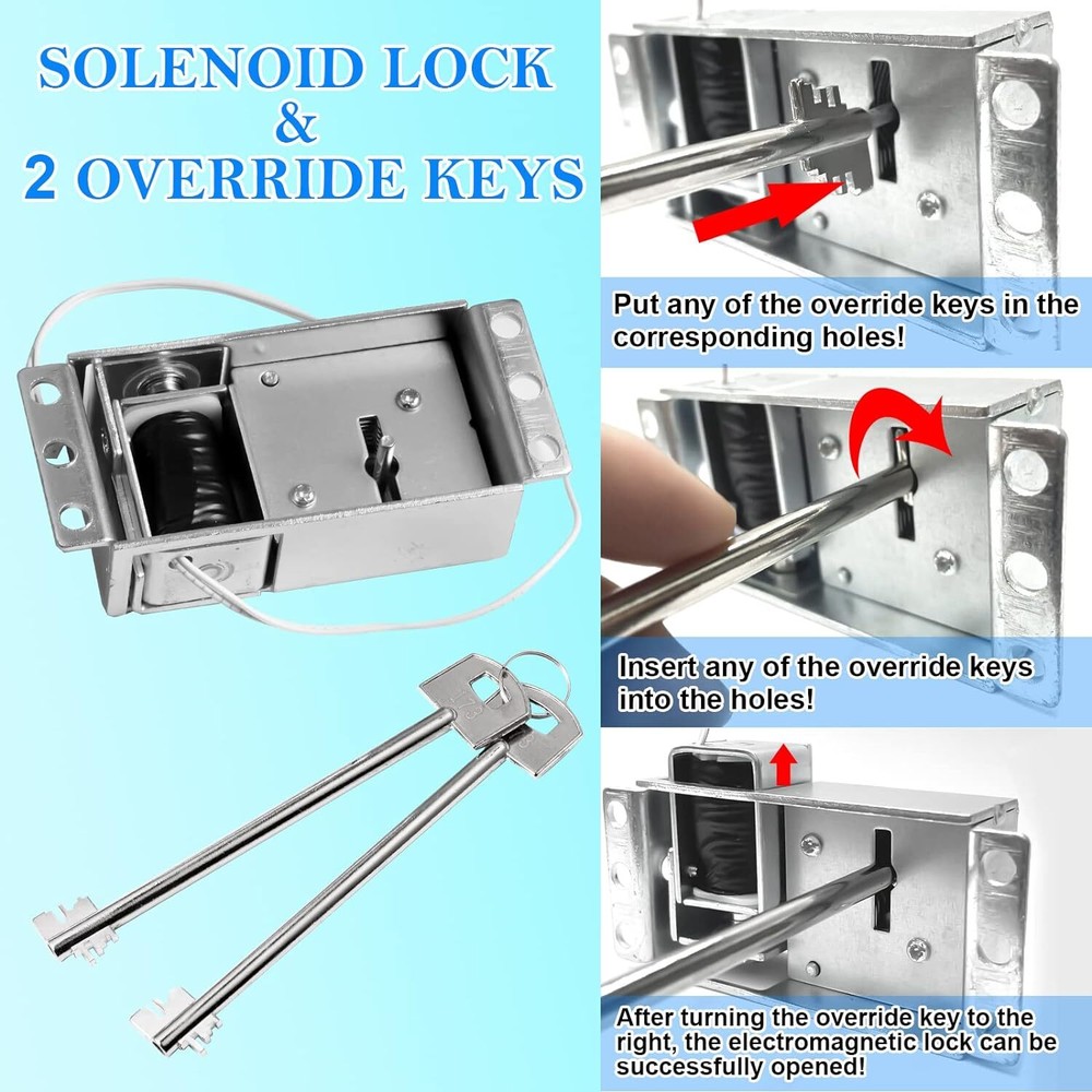 Gun Safe Lock Replacement Chrome Keypad Solenoid Safe Lock with 2 Keys
