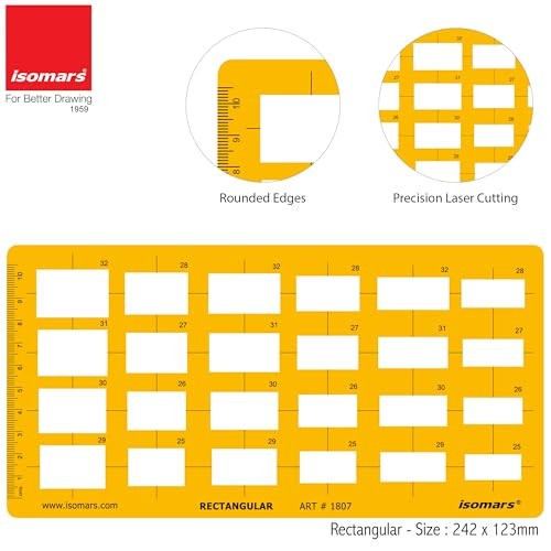Rectangular Shapes Template Stencil Drafting Jewellery Design Tool 242x123mm