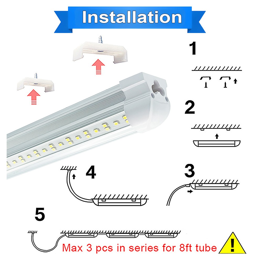 25 Pack 144W 8Ft Led Shop Lights Fixtures 8 Foot Led Tube Light Bulbs 6500K CW