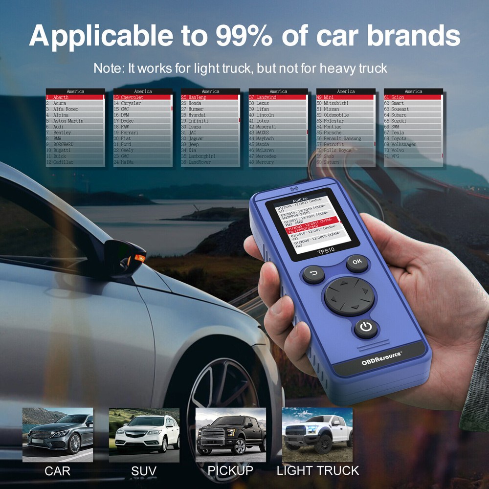 2024 TPS10 TPMS Relearn Tool Auto Tire Pressure Sensor Activate TPMS Reset Tool