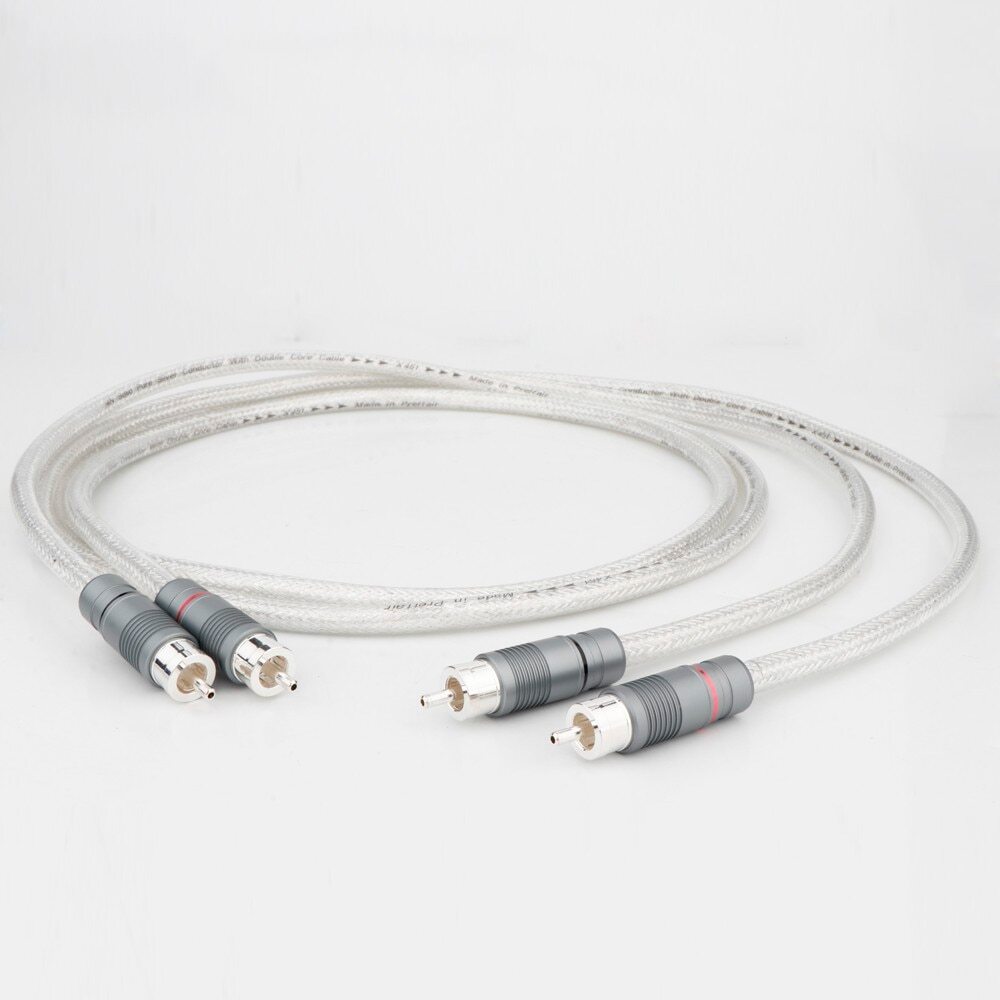 Preffair 99.998% Pure Silver RCA Cable HiFi Audio Interconnect Solid PSS Wire