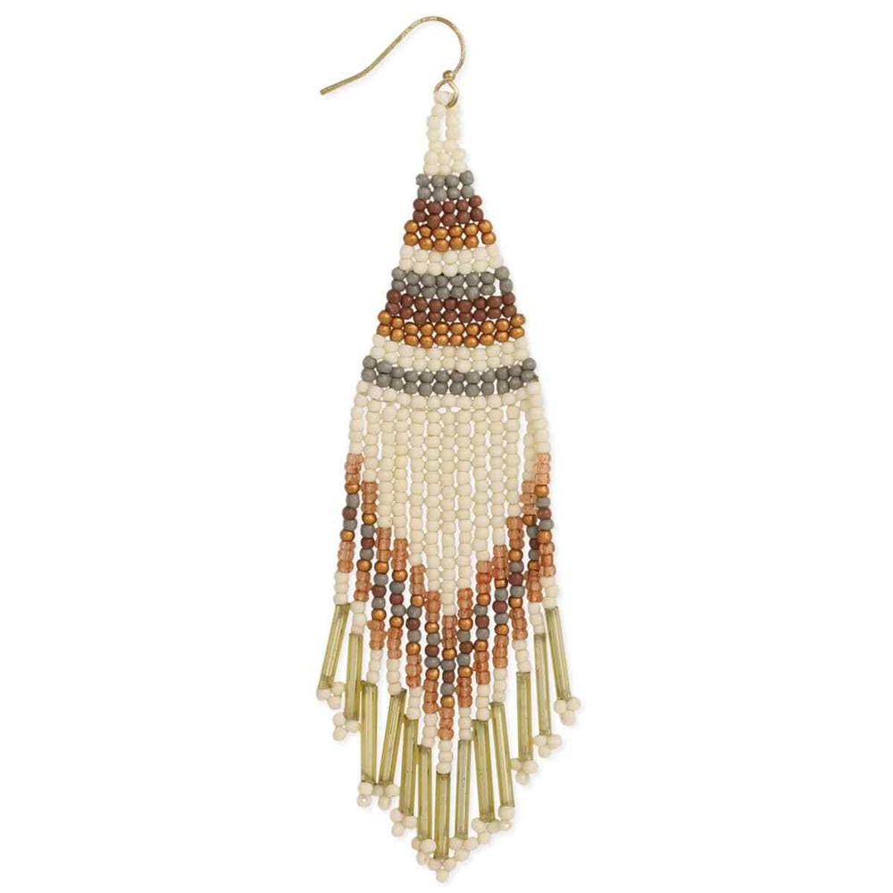 Neutral Tone Fringe Woven Bead Earring
