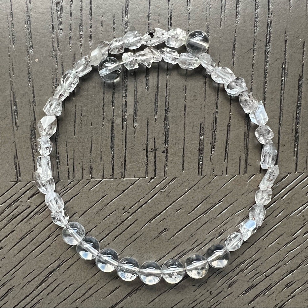 Herkimer diamond memory wire bracelet
