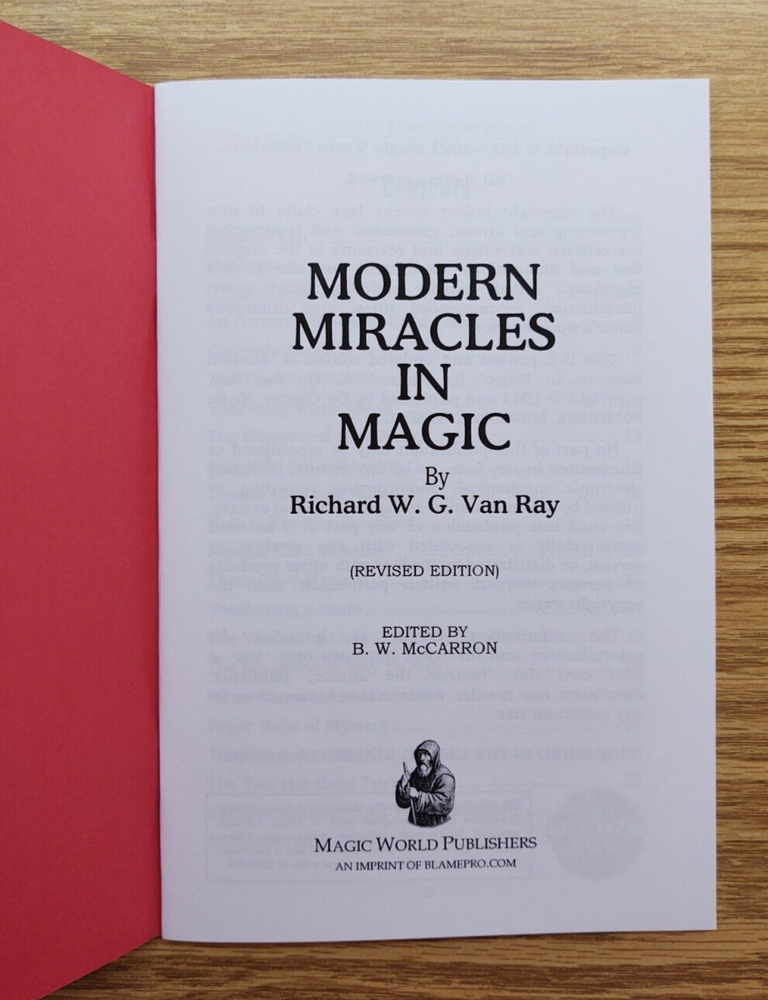 Modern Miracles in Magic by Richard W. G. Van Ray