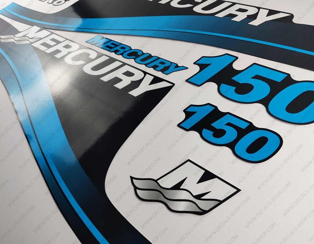 Mercury 150hp XR6 outboard engine decals BLUE sticker set