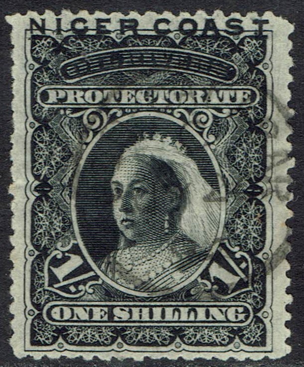 NIGER COAST 1894 QV 1/- PERF 13½ - 14 USED
