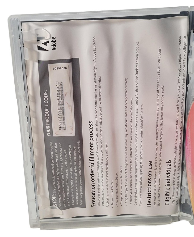 Adobe Creative Suite 4 CS4 Design Premium MAC OS Student Version W/ Product Code